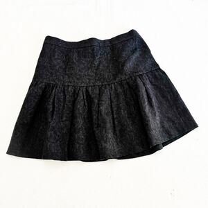 J. Crew Black Embroidered Flower Lattice Patterned Tonal Skirt Size 4